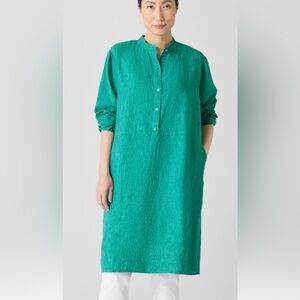 Eileen Fisher Washed Organic Linen Délavé Shirtdress
